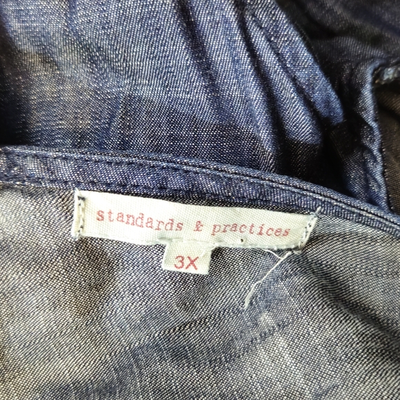 STANDARDS & PRACTICES Nimah Tencel Maxi Womens Plus Blue Chambray Dress - Picture 8 of 8